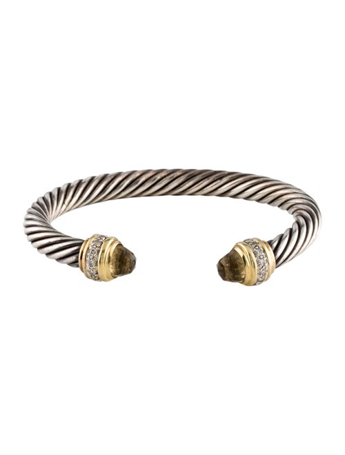 David Yurman Citrine & Diamond Cable Cuff Bracelet