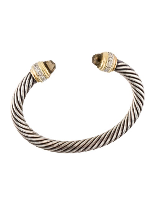 David Yurman Citrine & Diamond Cable Cuff Bracelet