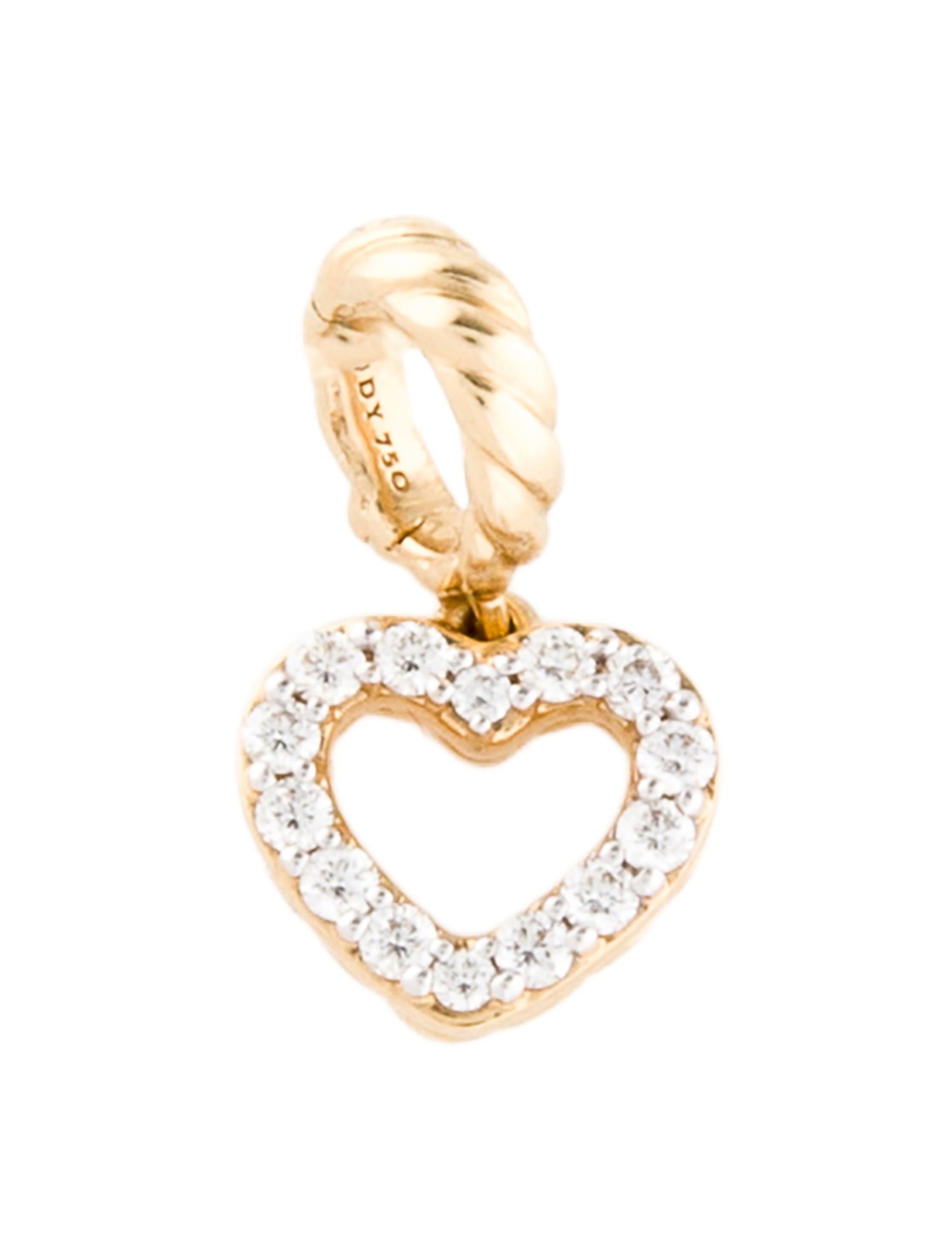 David Yurman 18K Diamond Pave Open Heart Amulet Charm