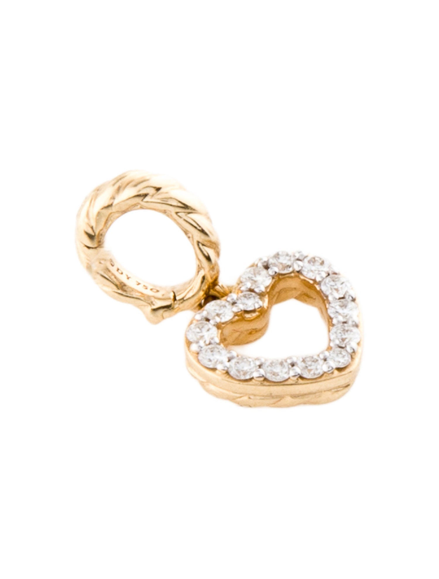 David Yurman 18K Diamond Pave Open Heart Amulet Charm