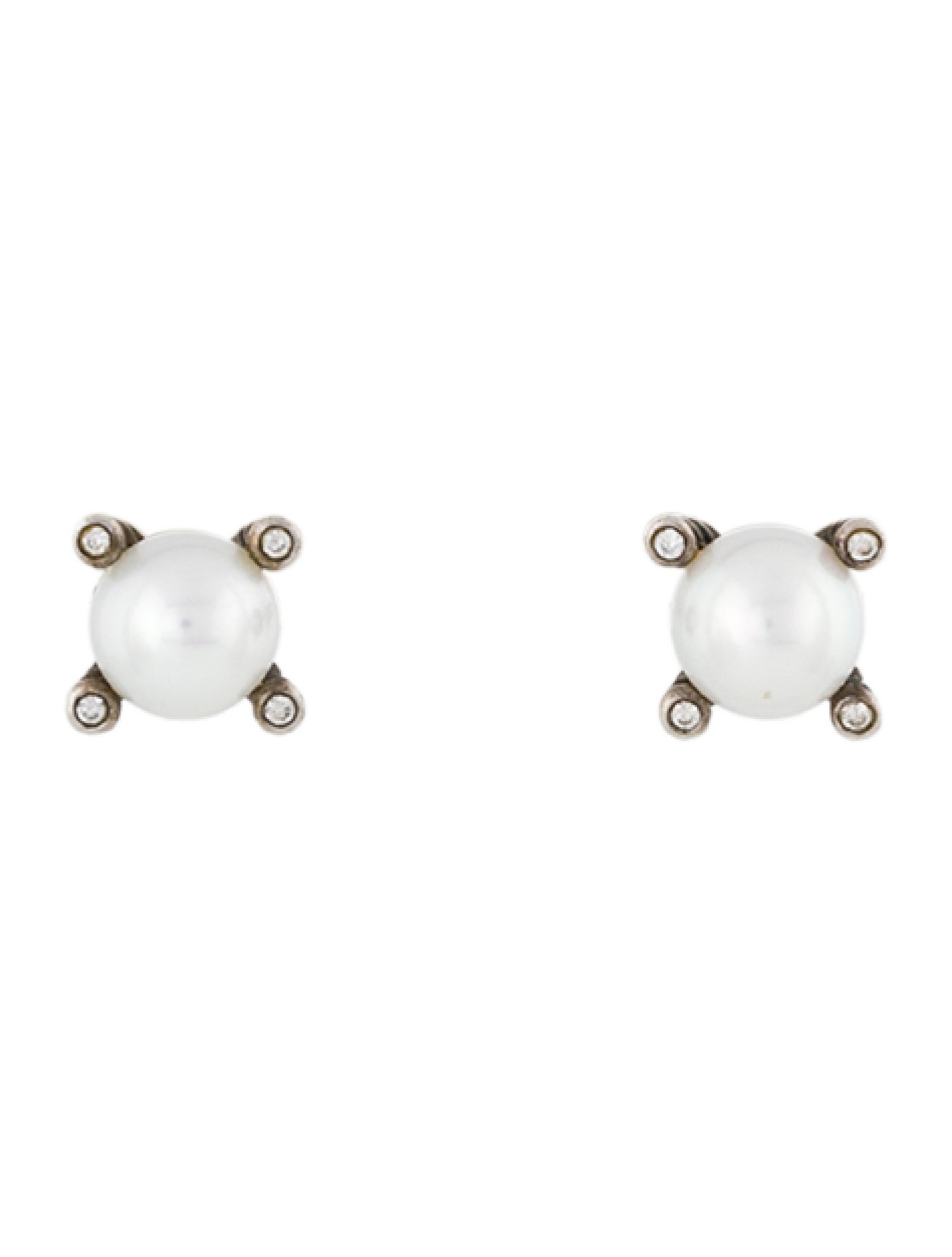 David Yurman Pearl & Diamond Stud Earrings