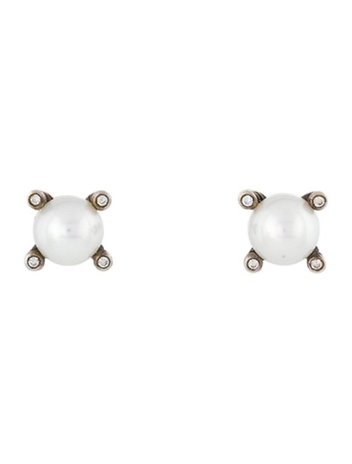 David Yurman Pearl & Diamond Stud Earrings