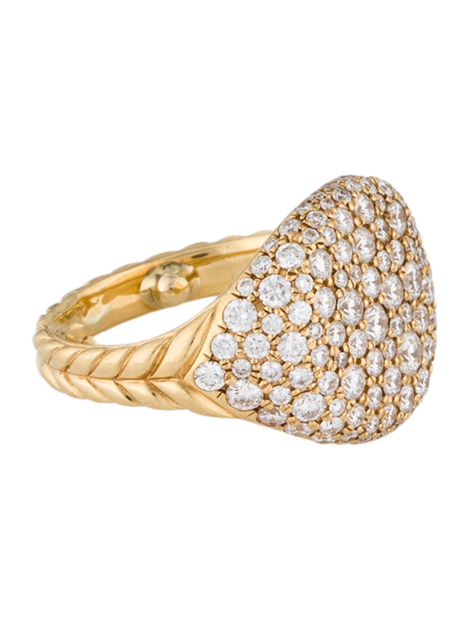 David Yurman 18K Diamond Chevron Pinky Ring