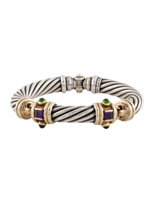 David Yurman Amethyst & Diopside Renaissance Hinged Bangle Bracelet