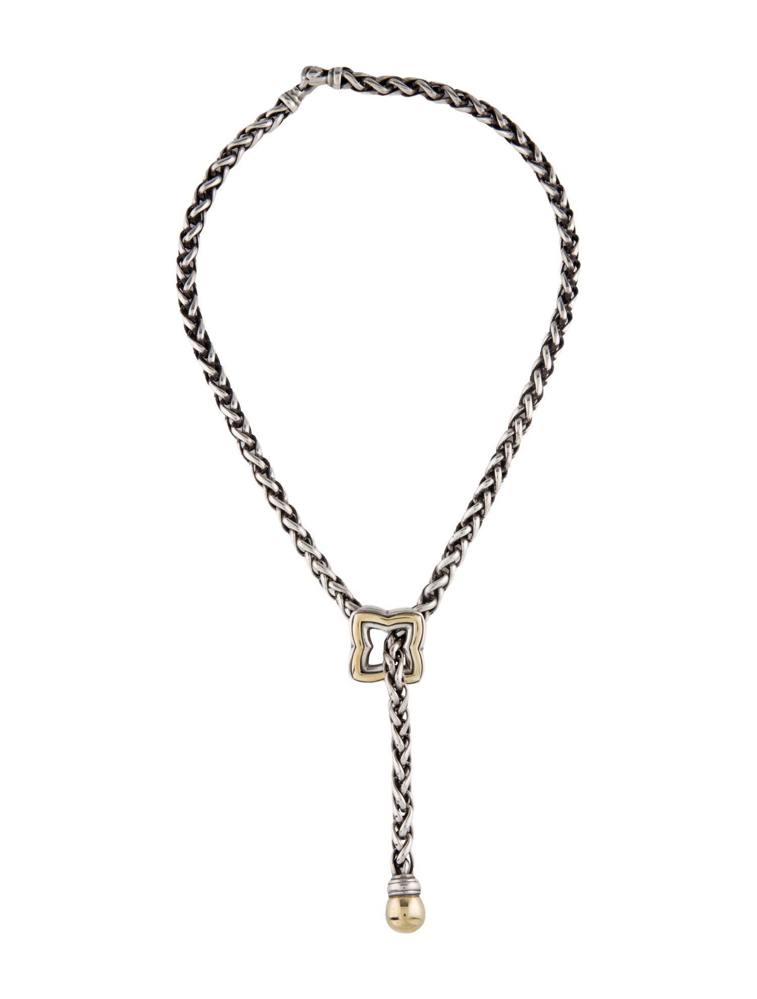 David Yurman Two-Tone Quatrefoil Wheat Chain Necklace