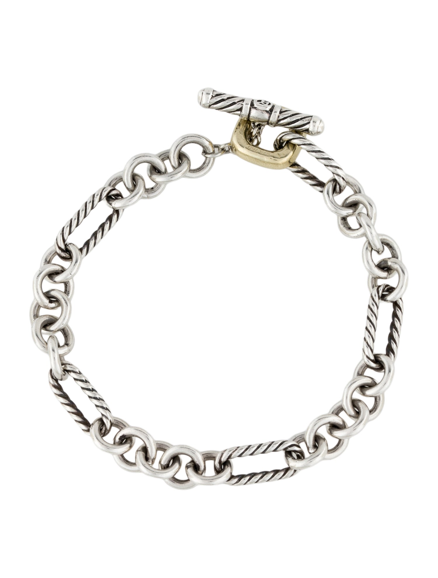 David Yurman Two-Tone Figaro Chain Toggle Bracelet