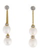 David Yurman 18K Pearl & Diamond Solari Chain Drop Earrings