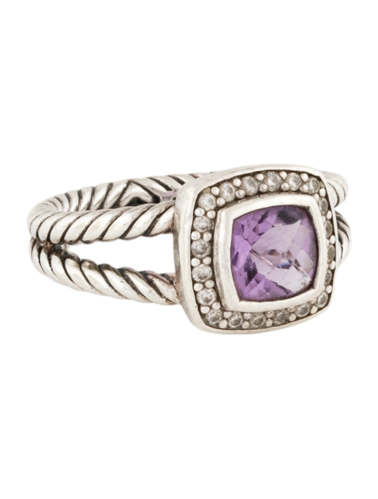 David Yurman Amethyst & Diamond Petite Albion Cocktail Ring