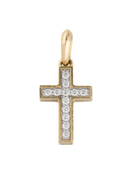 David Yurman 18K Diamond Cross Pendant Necklace