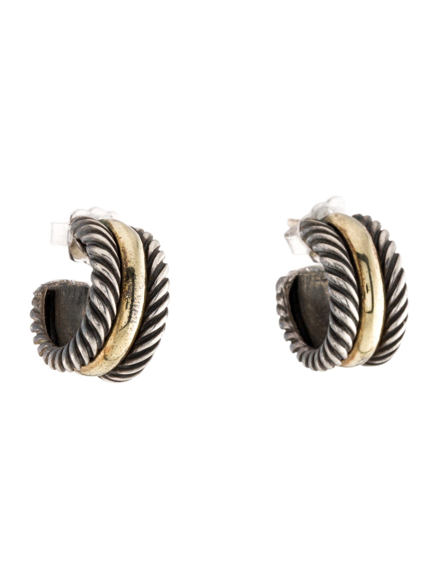 David Yurman Two-Tone Cable Hoop Earrings