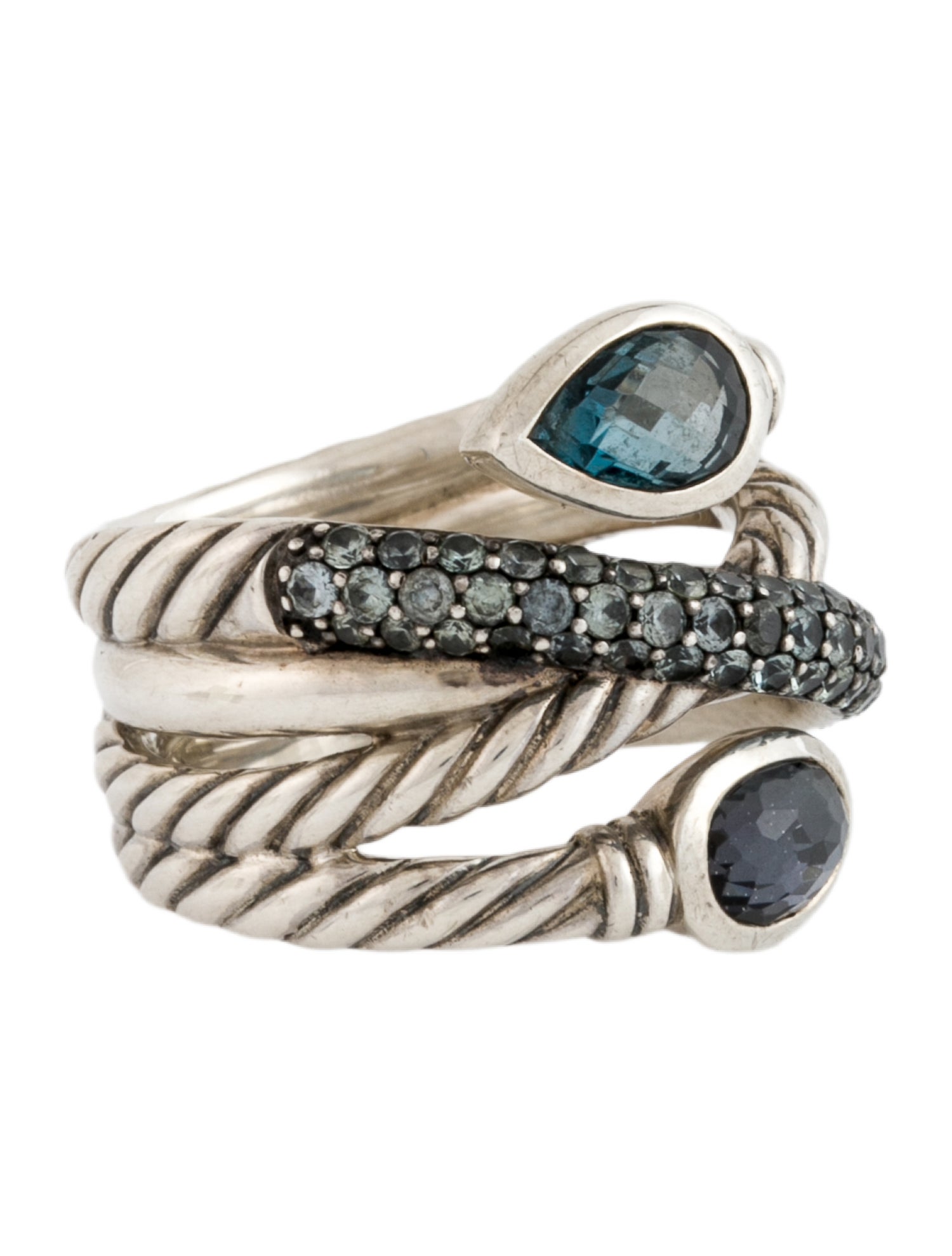 David Yurman Topaz, Sapphire & Quartz Doublet Crossover Band