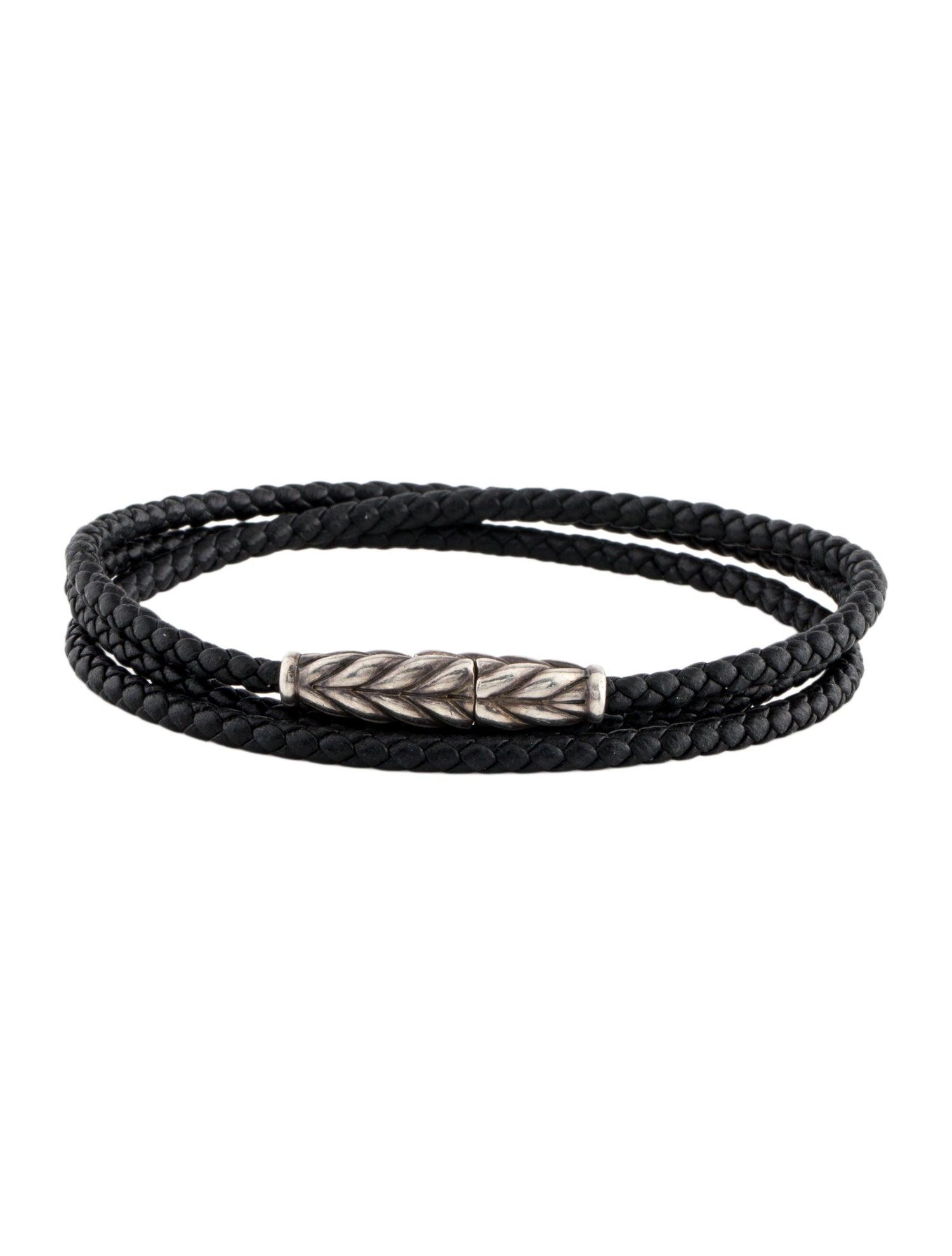 David Yurman Chevron Braided Leather Wrap Bracelet