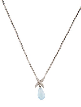 David Yurman Topaz & Diamond X Pendant Necklace