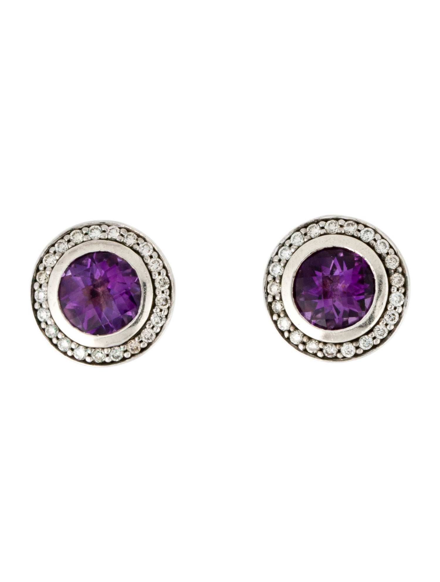David Yurman Amethyst & Diamond Cerise Stud Earrings