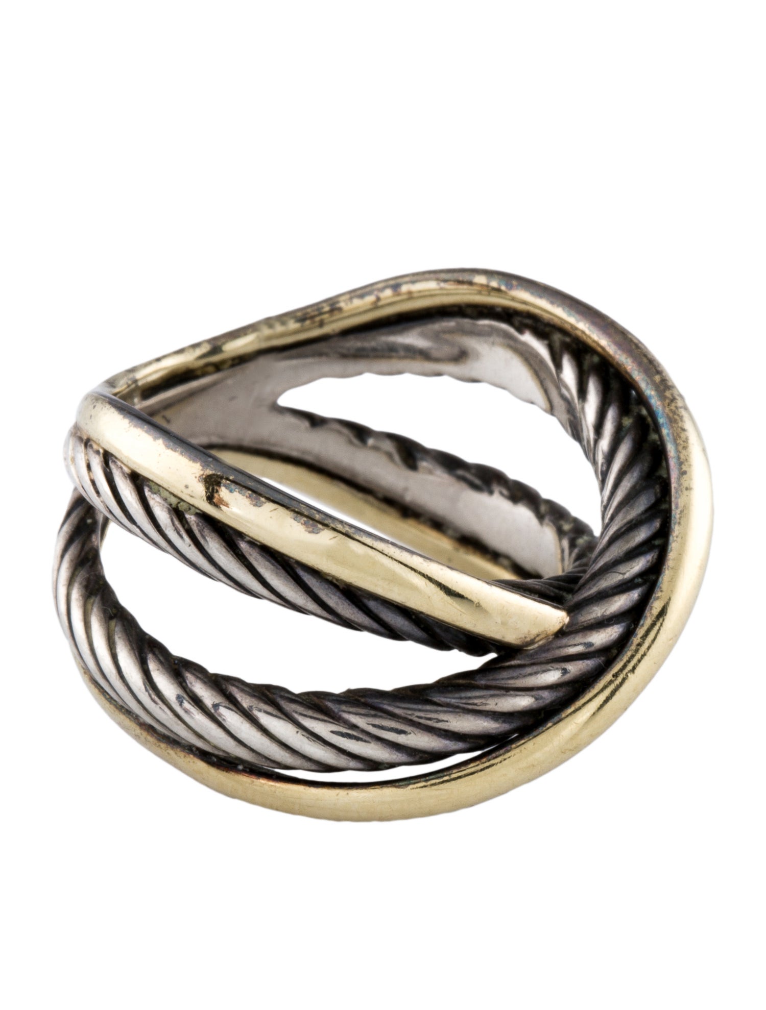 David Yurman Two-Tone Cable Crossover Ring