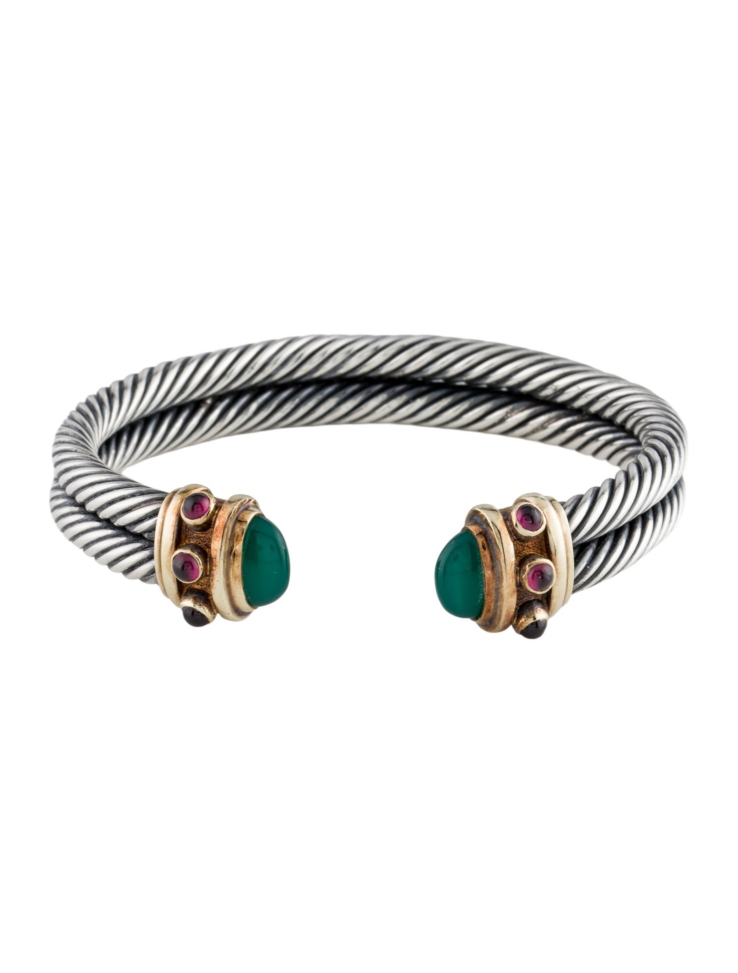 David Yurman Dyed Chalcedony & Garnet Renaissance Double Cable Cuff Bracelet