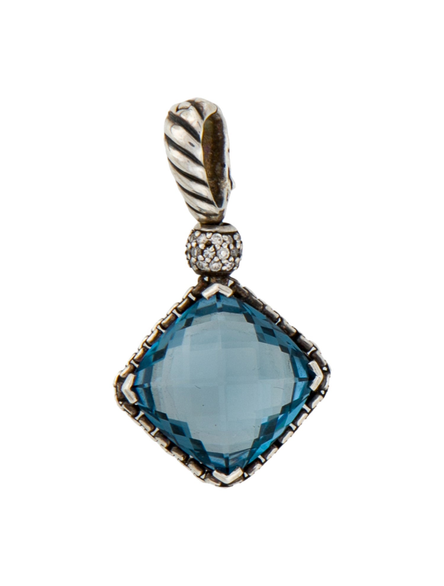 David Yurman Topaz & Diamond Cushion on Point Enhancer Pendant
