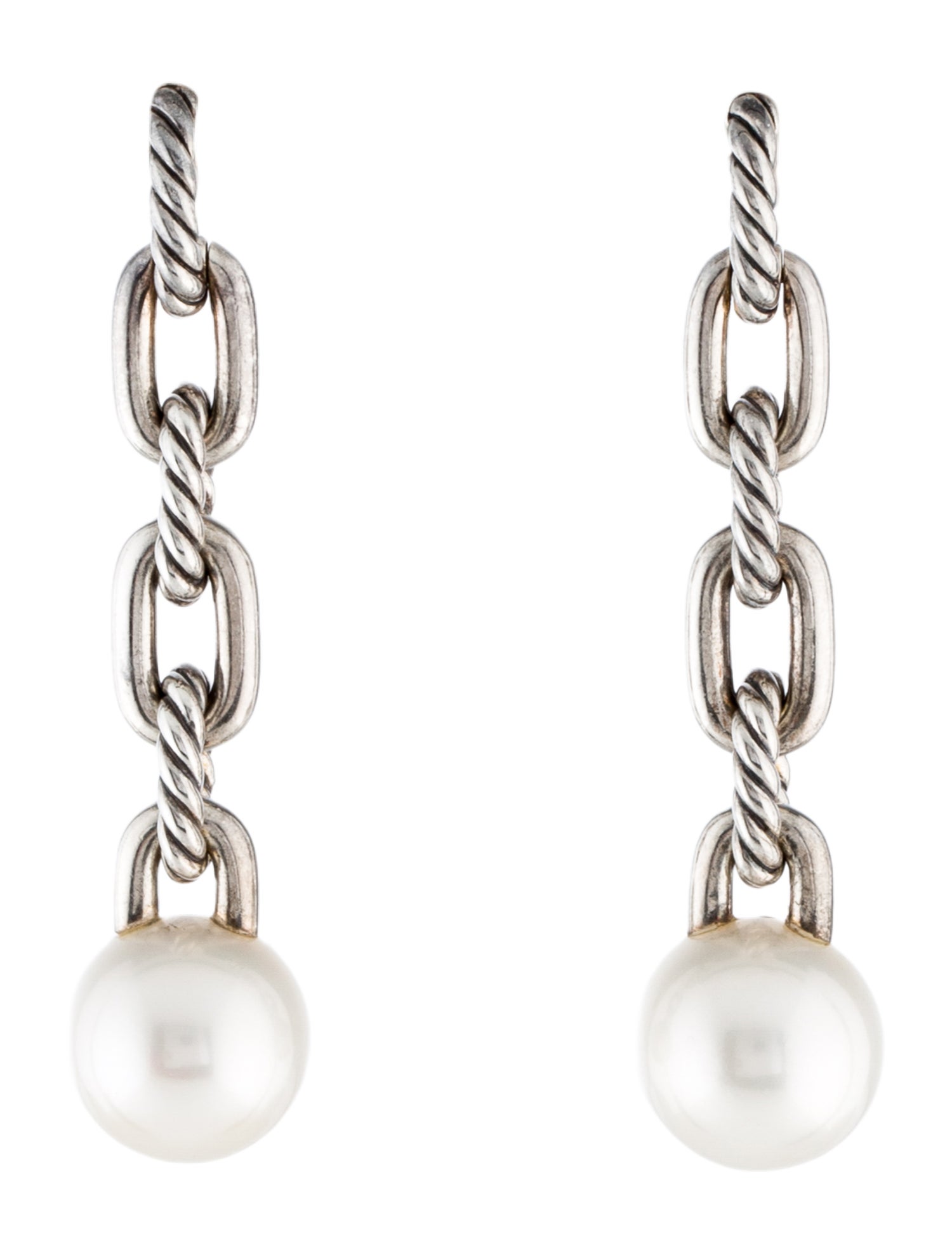 David Yurman Madison Pearl Chain Drop Earrings