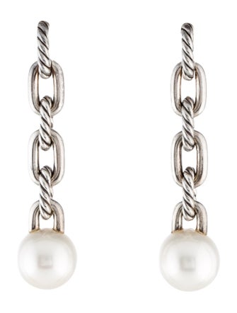 David Yurman Madison Pearl Chain Drop Earrings