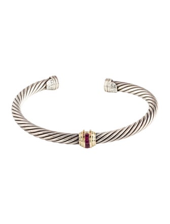 David Yurman Ruby Station Cable Cuff Bracelet
