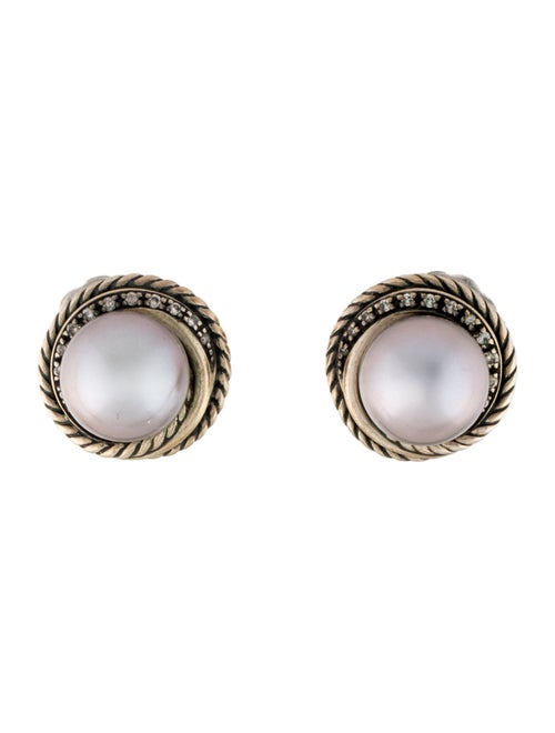 David Yurman Pearl & Diamond Crossover Studs