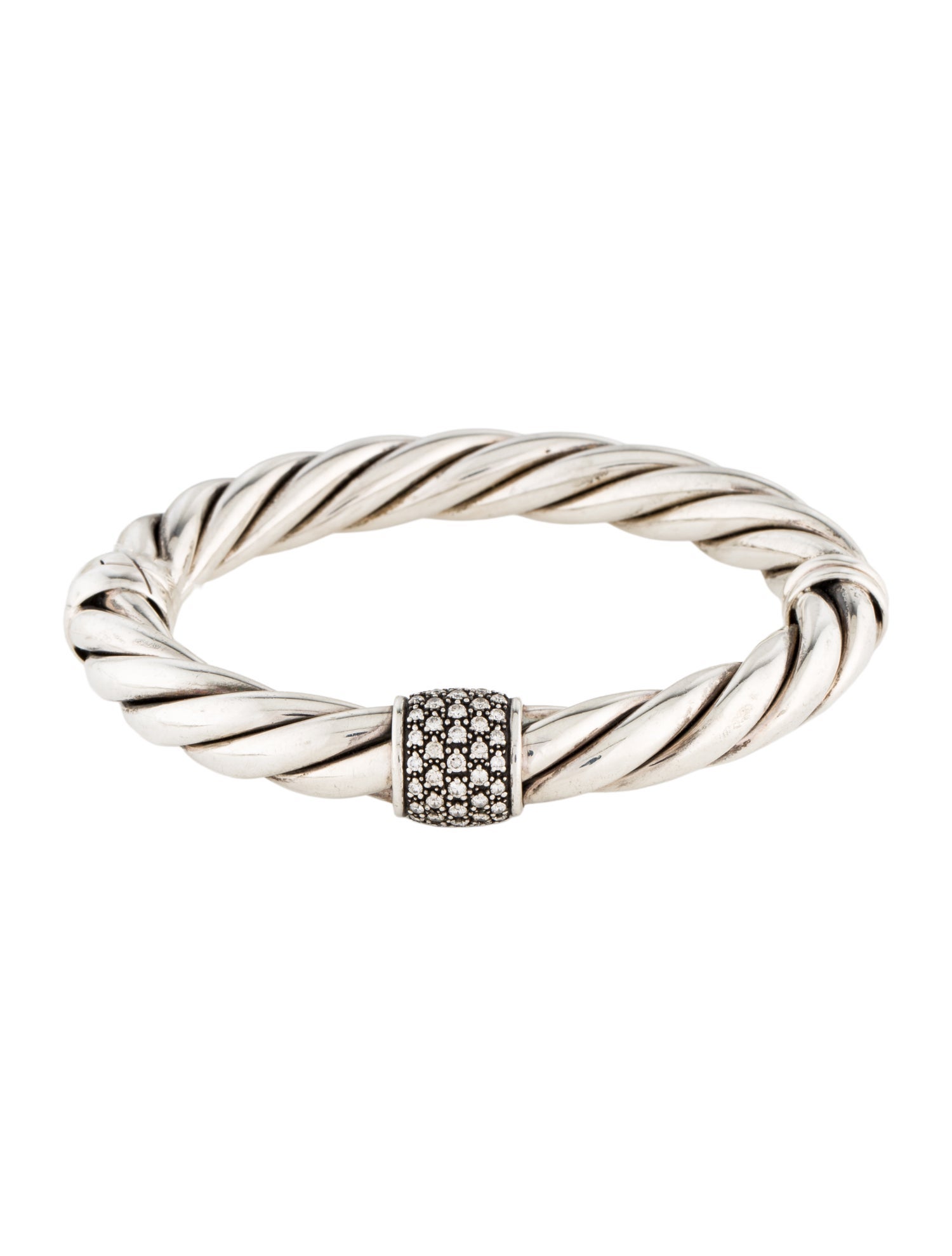 David Yurman Diamond Hinged Bangle Bracelet