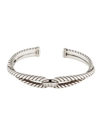 David Yurman Diamond Cable Loop Hinged Cuff Bracelet