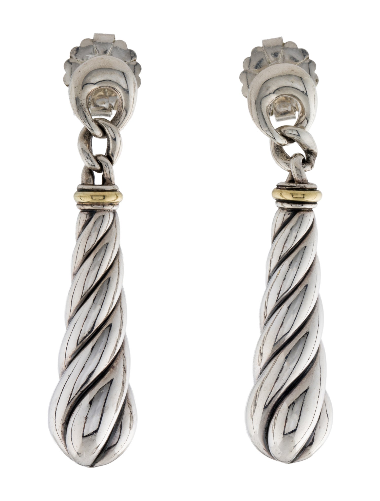 David Yurman Two-Tone Cable Drop Earrings