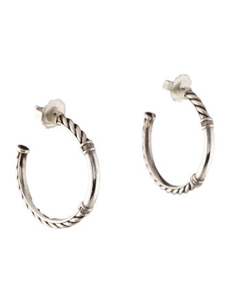 David Yurman Diamond Metro Cable Hoop Earrings
