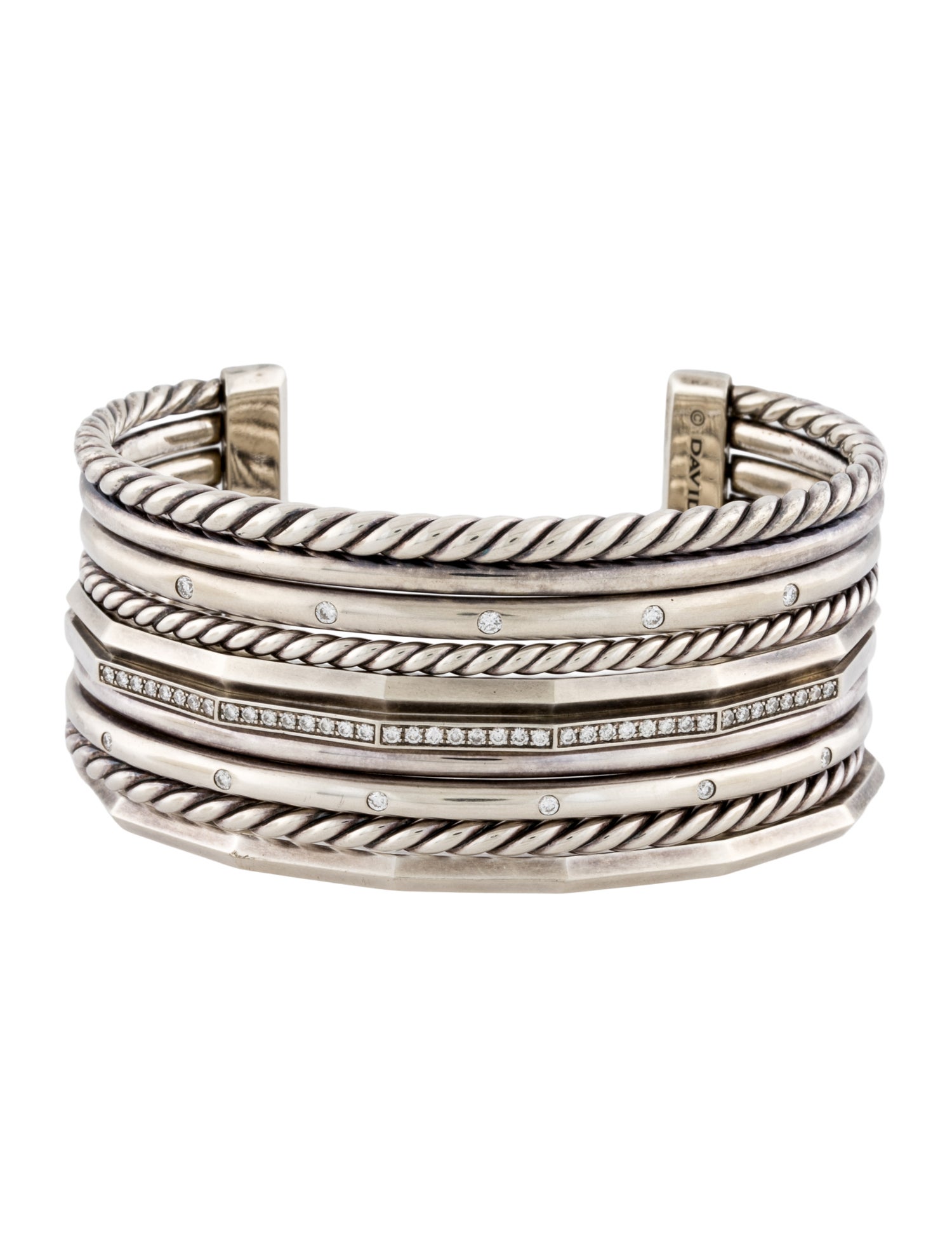 David Yurman Diamond Wide Stax Bracelet
