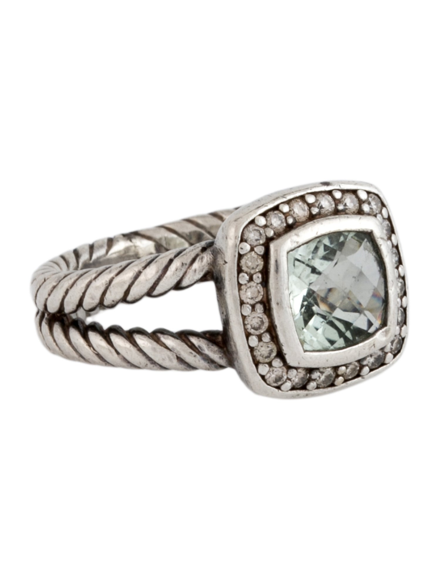 David Yurman Diamond & Prasiolite Petite Albion® Ring