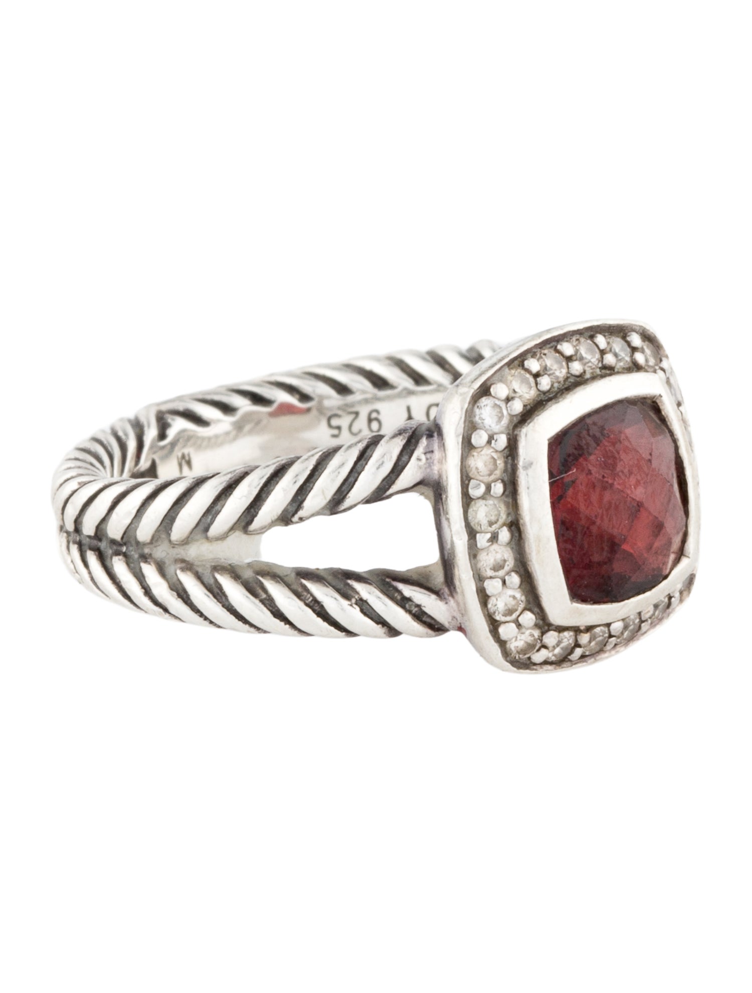 David Yurman Garnet & Diamond Petite Albion Ring
