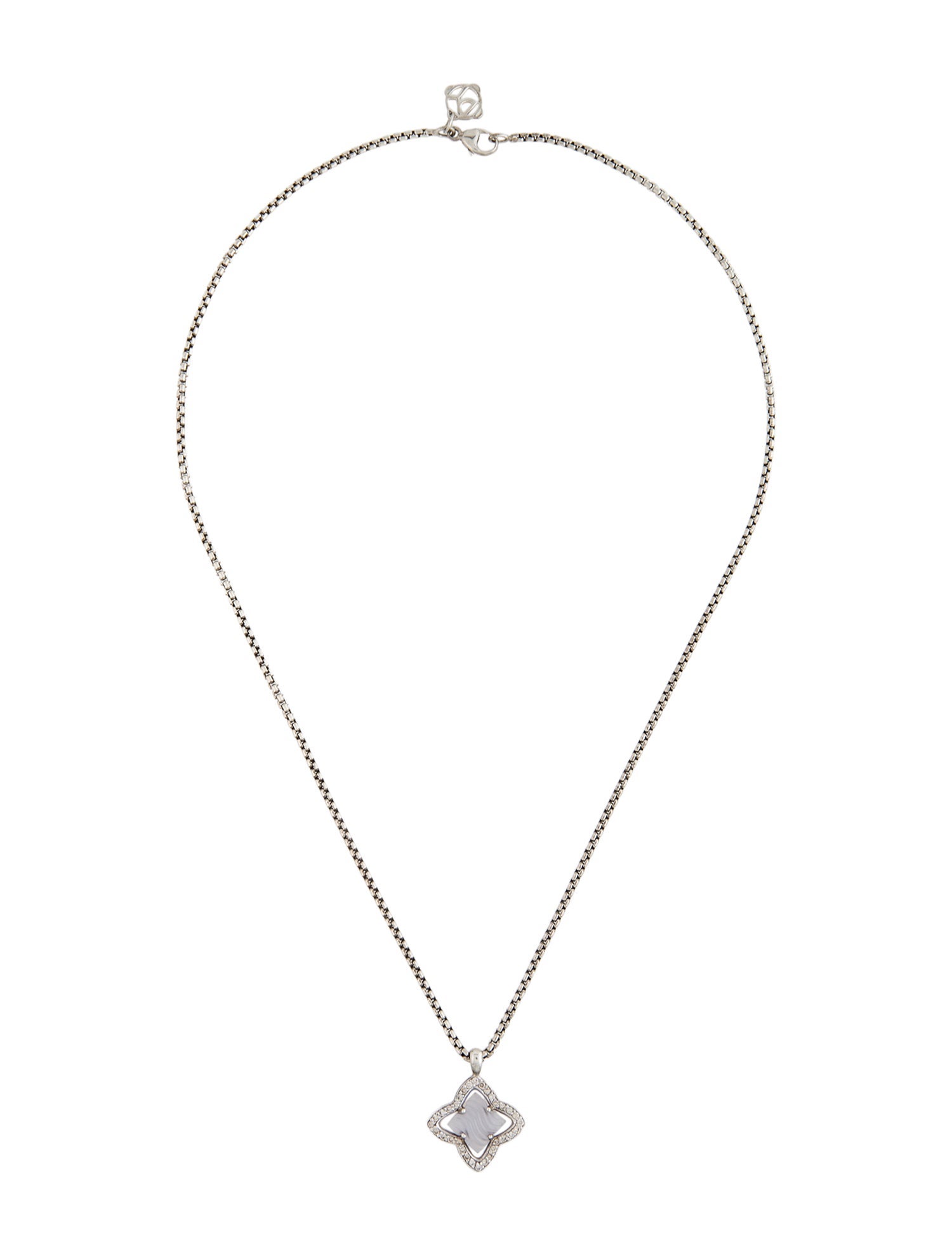 David Yurman Chalcedony & Diamond Quatrefoil Pendant Necklace