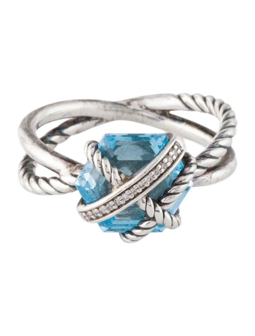 David Yurman Topaz & Diamond Cable Wrap Ring