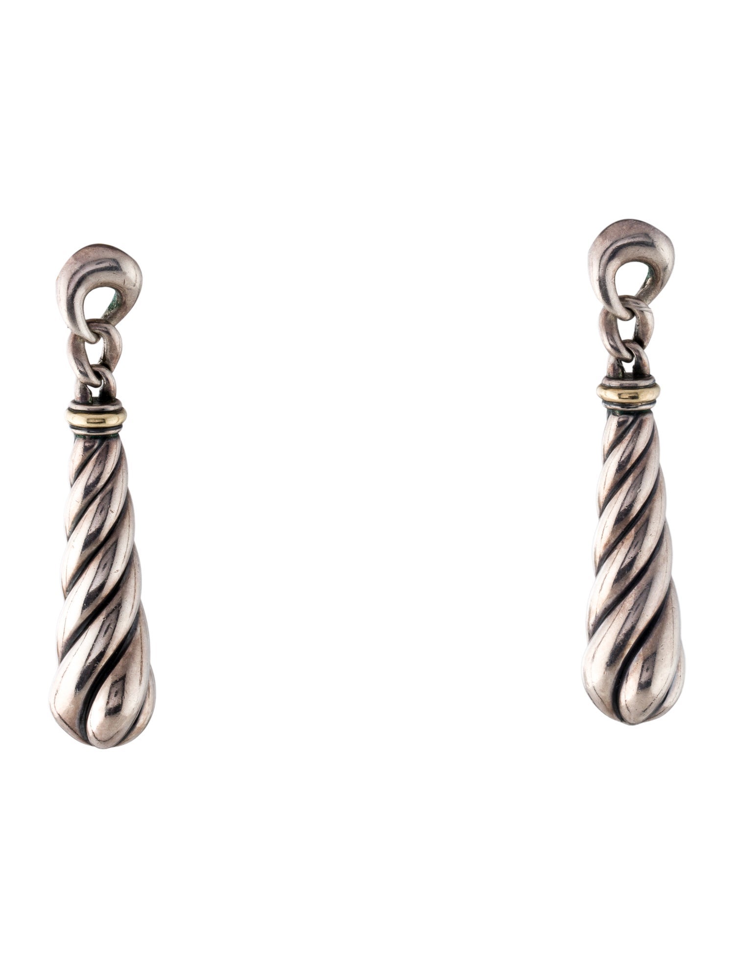 David Yurman Two-Tone Metro Cable Drop Earrings