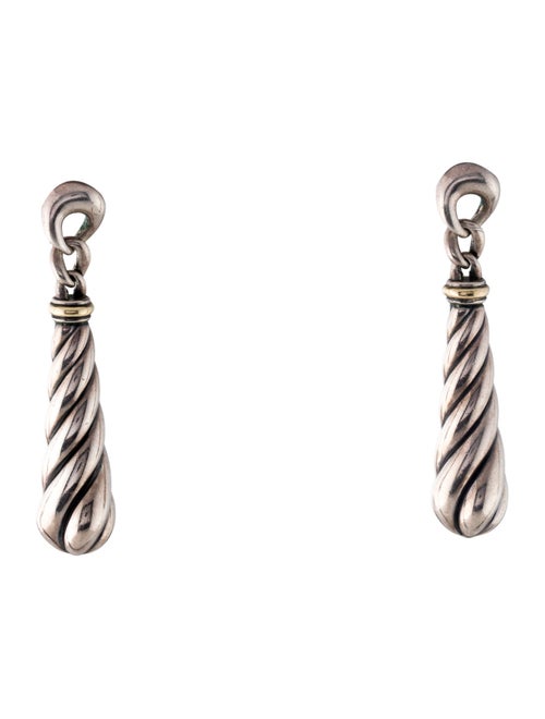 David Yurman Two-Tone Metro Cable Drop Earrings