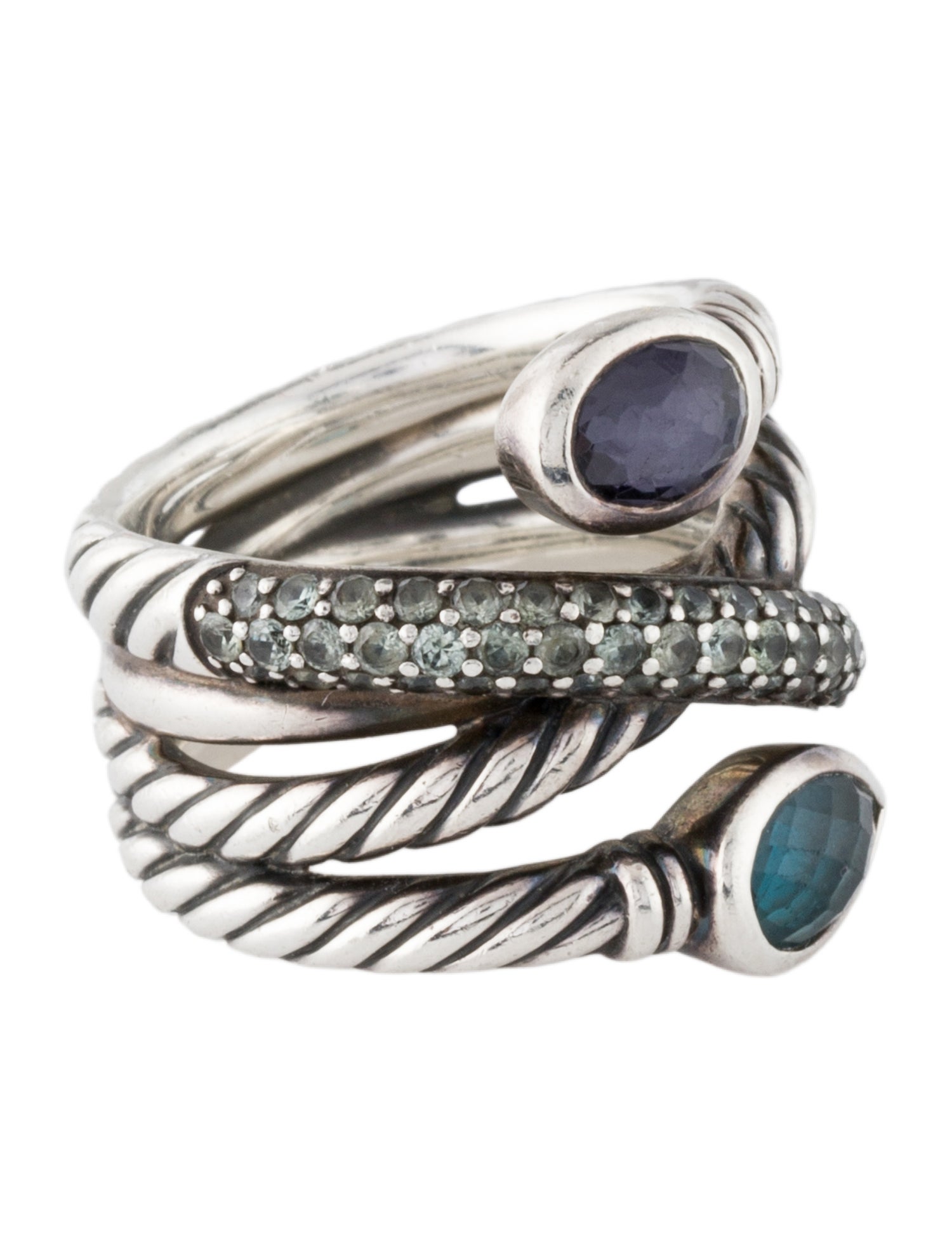 David Yurman Topaz, Sapphire & Amethyst Renaissance Bypass Ring