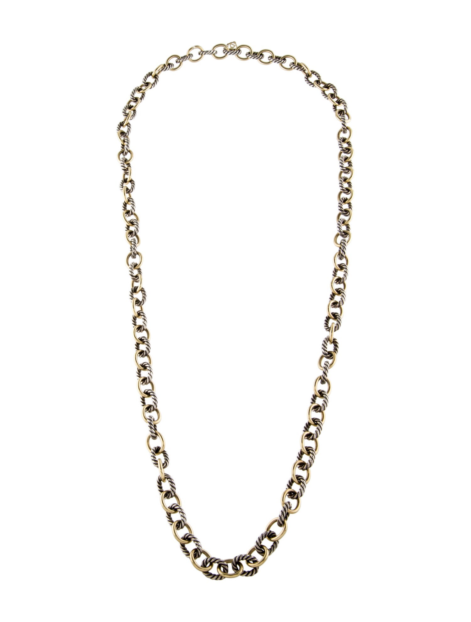 David Yurman Two-Tone Long Oval Link Chain Necklace