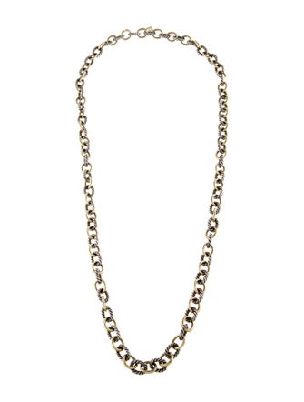 David Yurman Two-Tone Long Oval Link Chain Necklace
