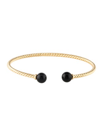 David Yurman 18K Onyx Solari Cablespira Cuff Bracelet