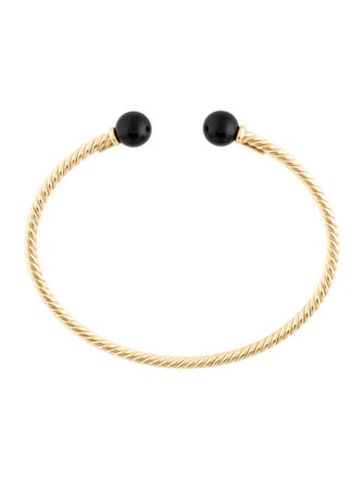 David Yurman 18K Onyx Solari Cablespira Cuff Bracelet