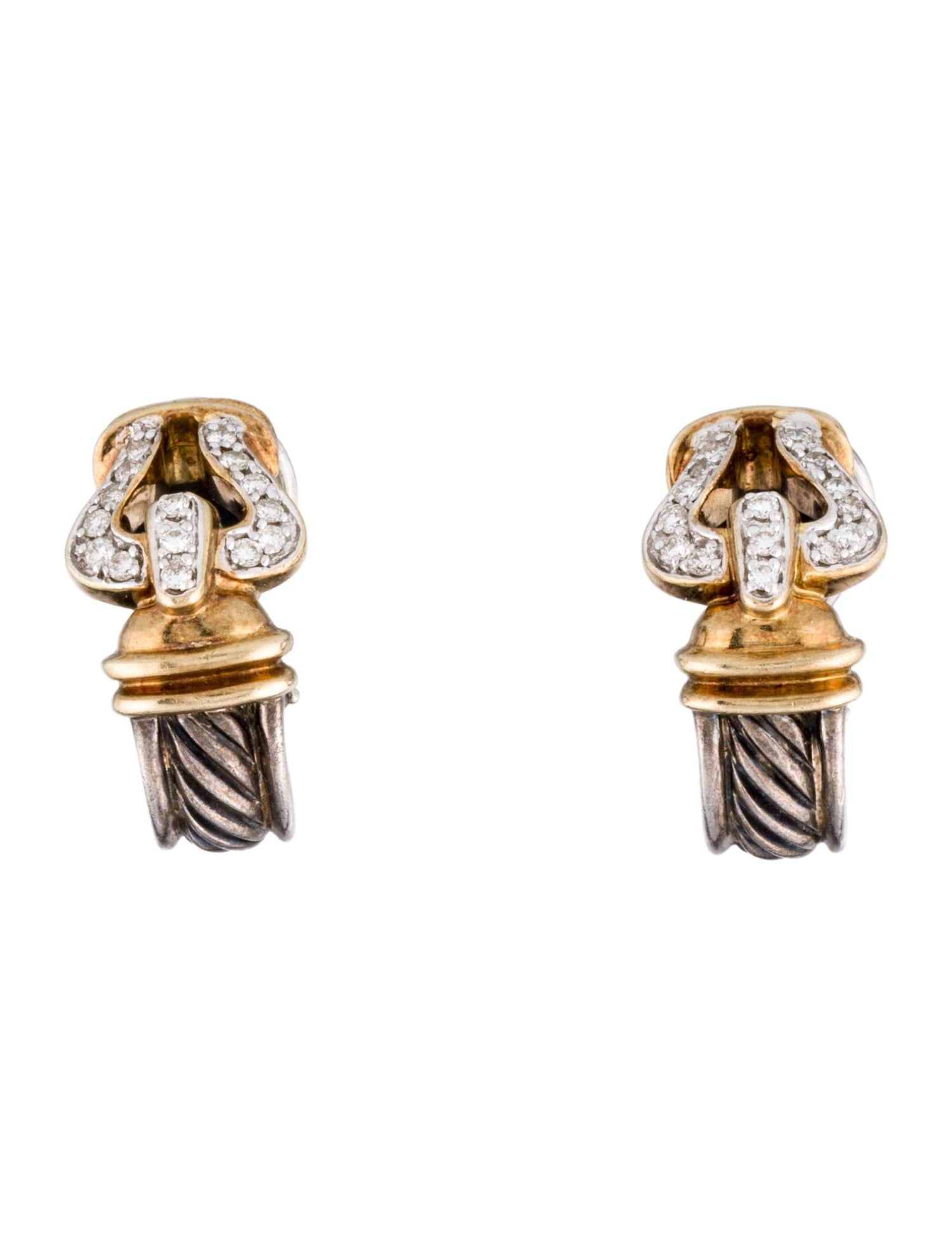 David Yurman Diamond Buckle Earclip Earrings