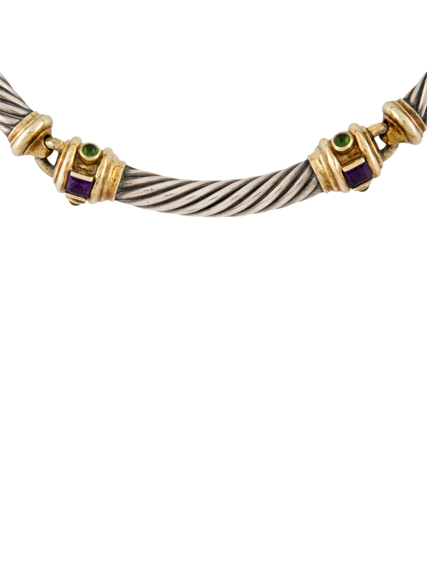 David Yurman Amethyst & Diopside Renaissance Cable Choker Necklace