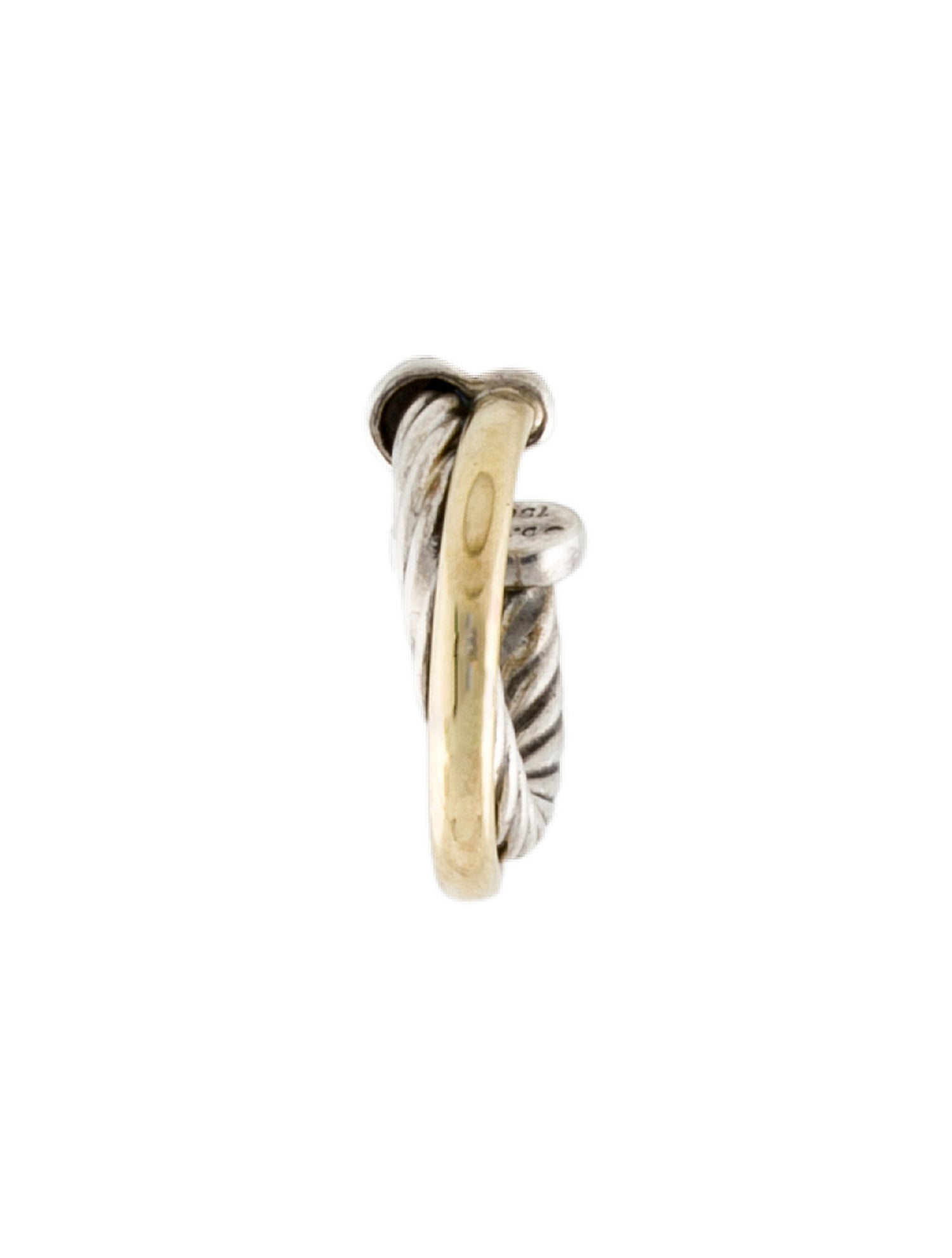 David Yurman Two-Tone Crossover Single Hoop Earring