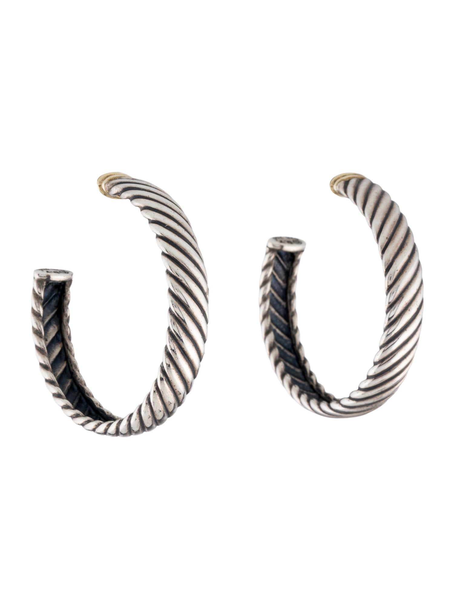 David Yurman Two-Tone Cable Hoop Earrings
