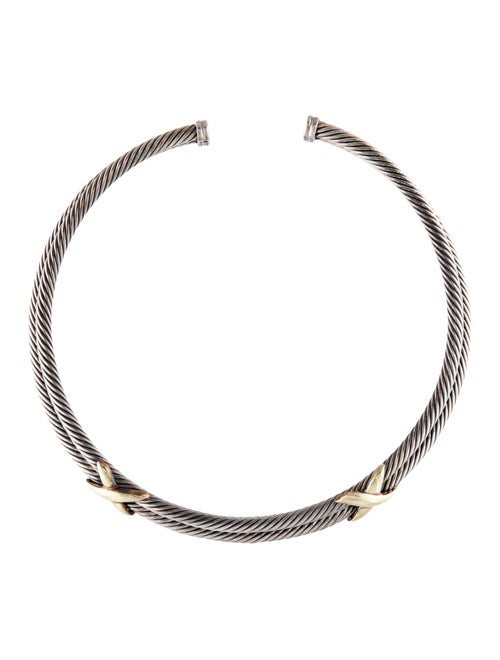 David Yurman Two-Tone Double X Cable Collar Necklace