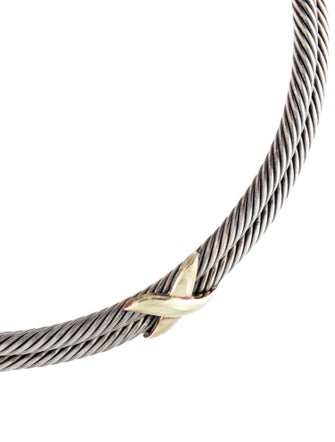 David Yurman Two-Tone Double X Cable Collar Necklace