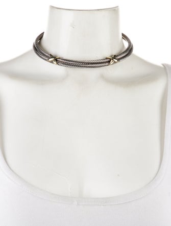 David Yurman Two-Tone Double X Cable Collar Necklace