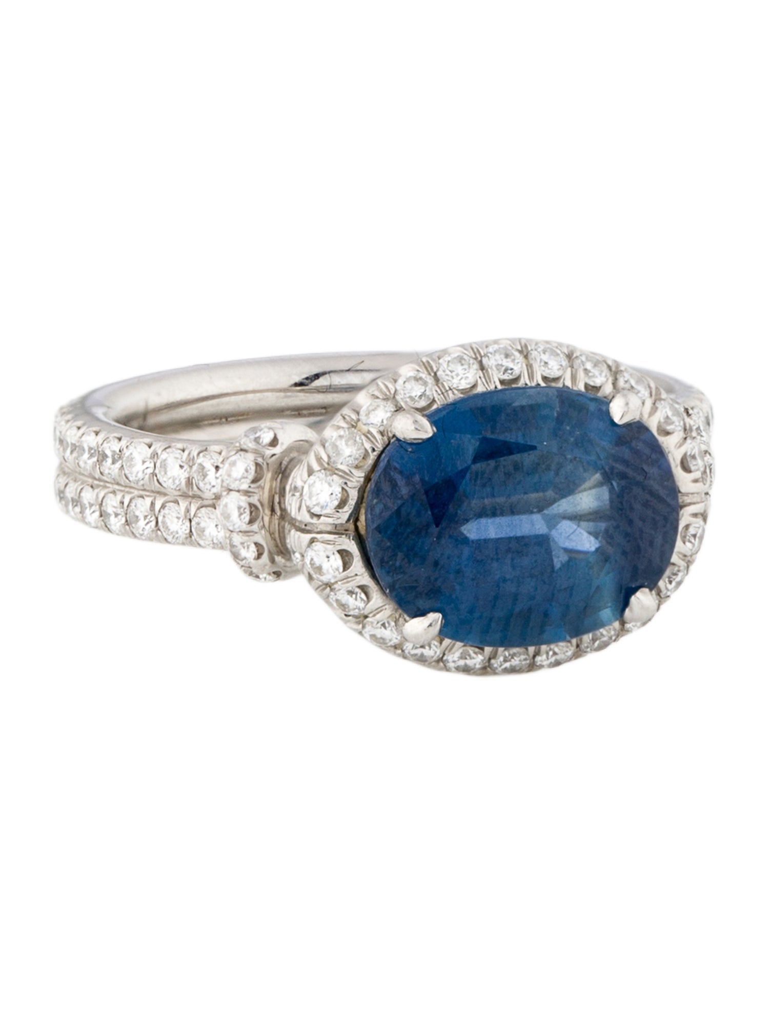 David Yurman Platinum Sapphire & Diamond Cocktail Ring