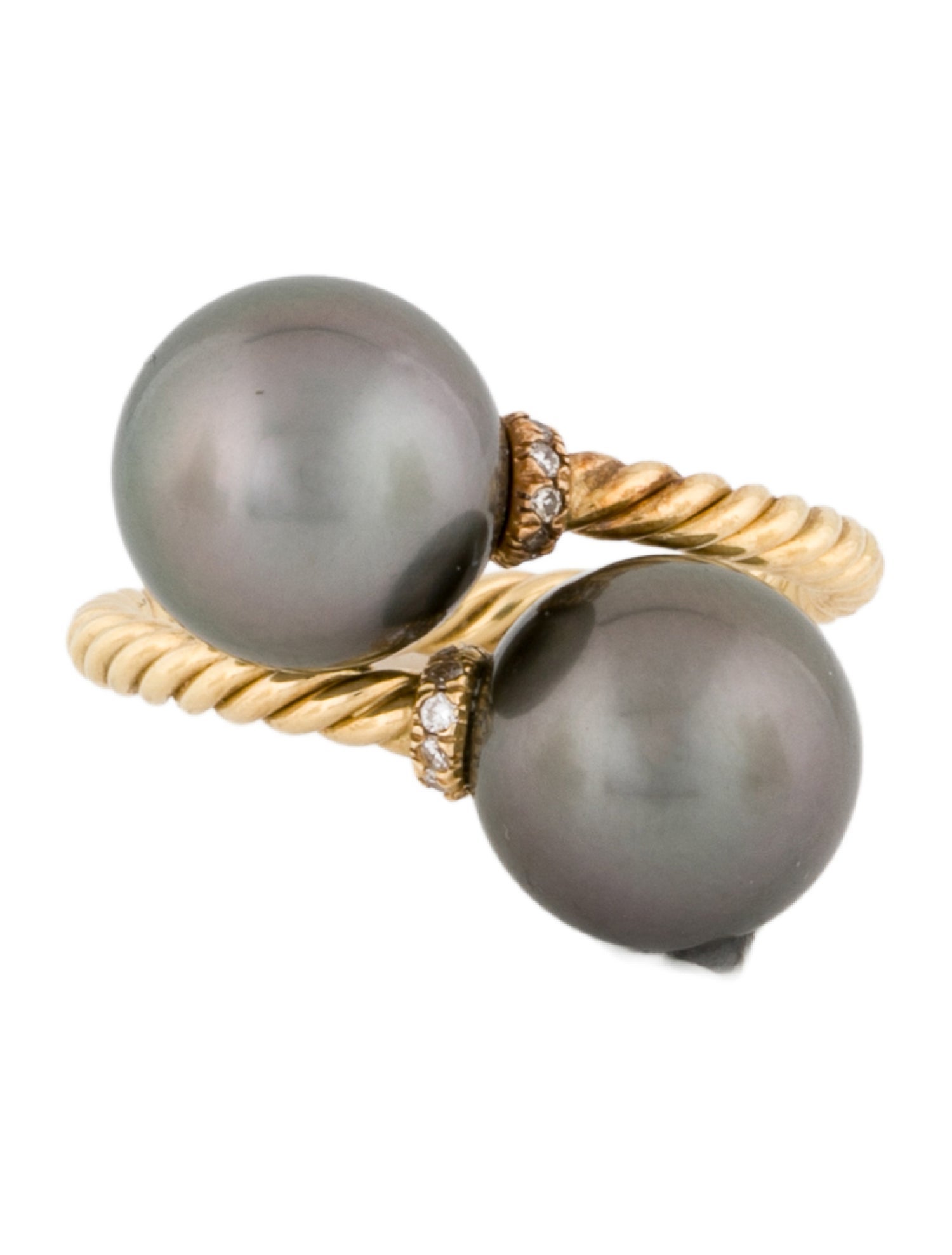 David Yurman 18K Pearl & Diamond Solari Bypass Cocktail Ring